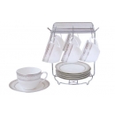 維多利亞骨瓷六杯六盤附架 -y15288 餐具器皿 咖啡茶具